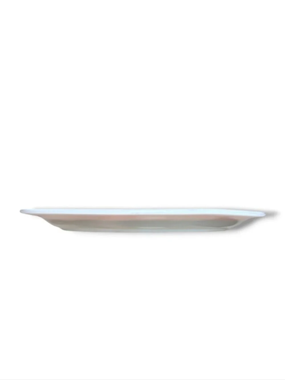 HAZEL ATLAS Moderntone Platonite Red Stripes Platter Milk Glass Mid Century